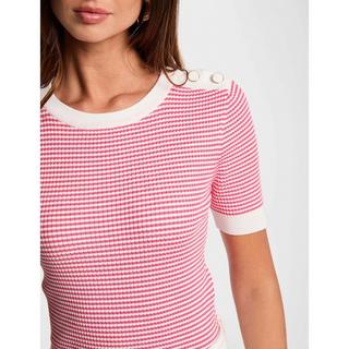 MORGAN Maglione a Righe Maniche Corte con Dettagli Bottone  