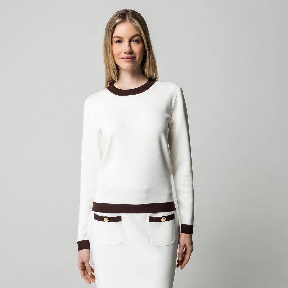 Manor Woman Maglione con bordo a contrasto  