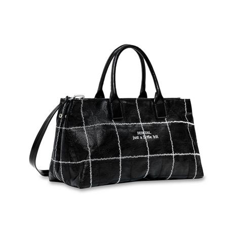 Desigual Borsa Shopper con Stampa a Righe e Scritte  