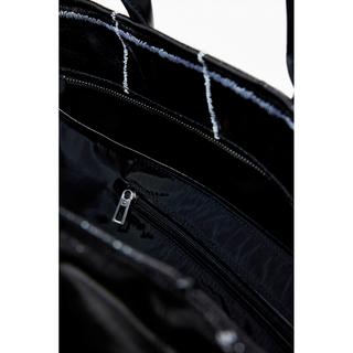 Desigual Borsa Shopper con Stampa a Righe e Scritte  