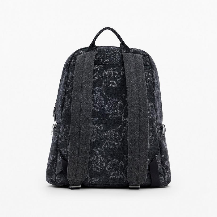 Desigual Sac à dos en denim brodé floral  