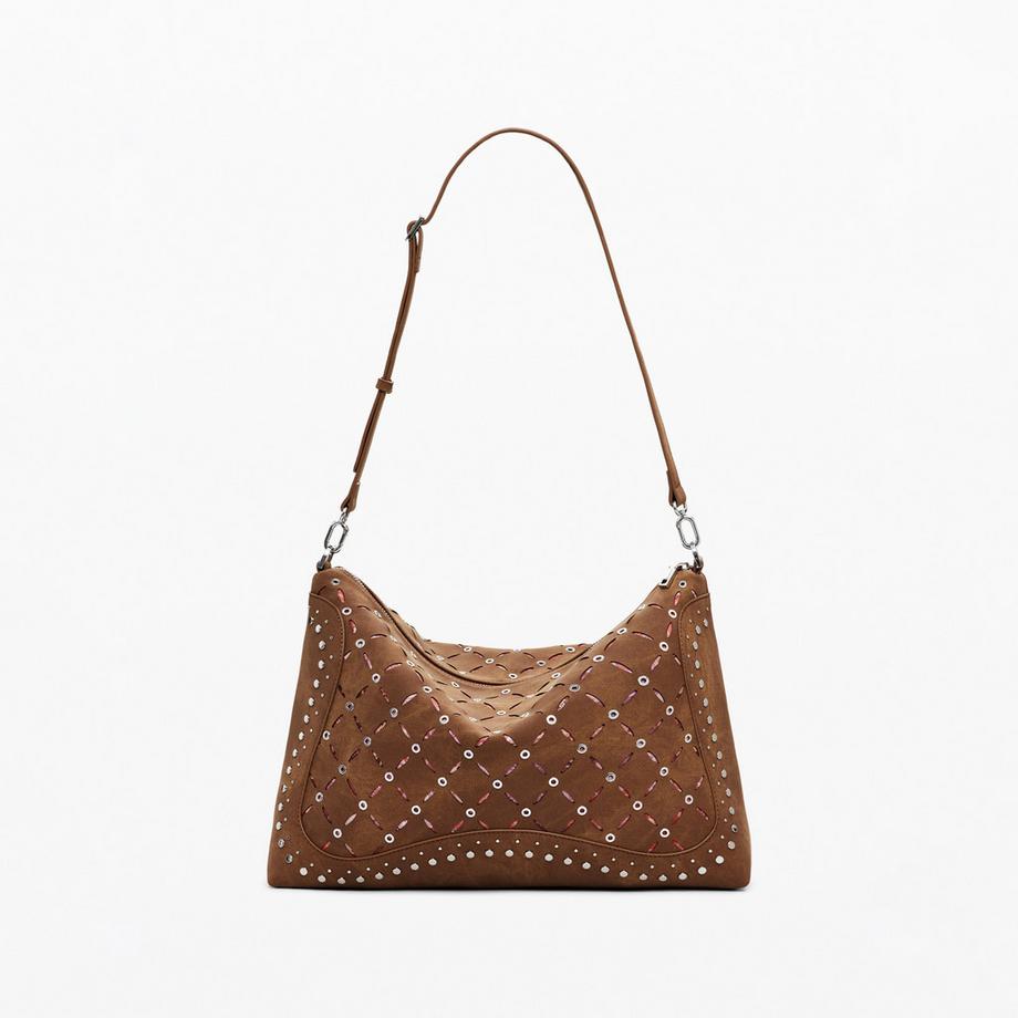Desigual Schultertasche mit Nieten und Cut-Outs  