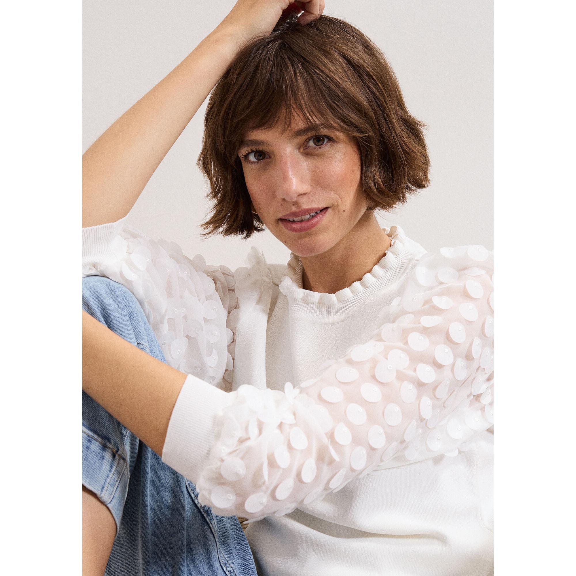 Phase Eight Pullover mit transparenten Ärmeln  