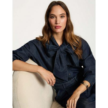 MORGAN Camicia in denim a maniche lunghe con fiocco  