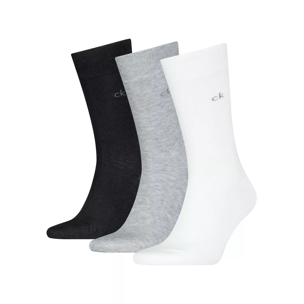 Socken CALVIN KLEIN "CK MEN SOCK", Damen, Gr. 43-46, weiß, light grau melange, schwarz, Baumwollmischung, normal, Socken Socken, uni, Cotton-Mix, breiter Bund