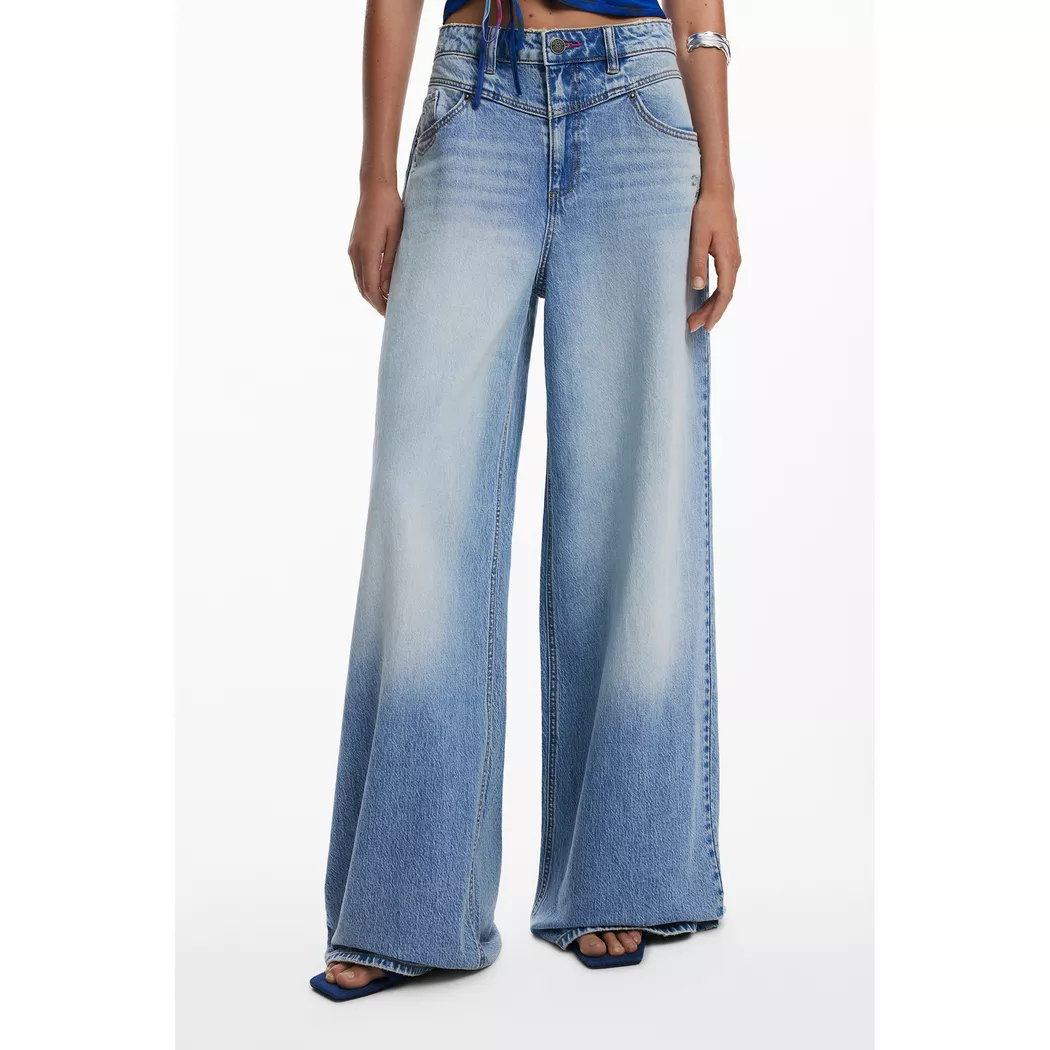 Desigual Pantalon jean culotte brodés BLUE 38 female