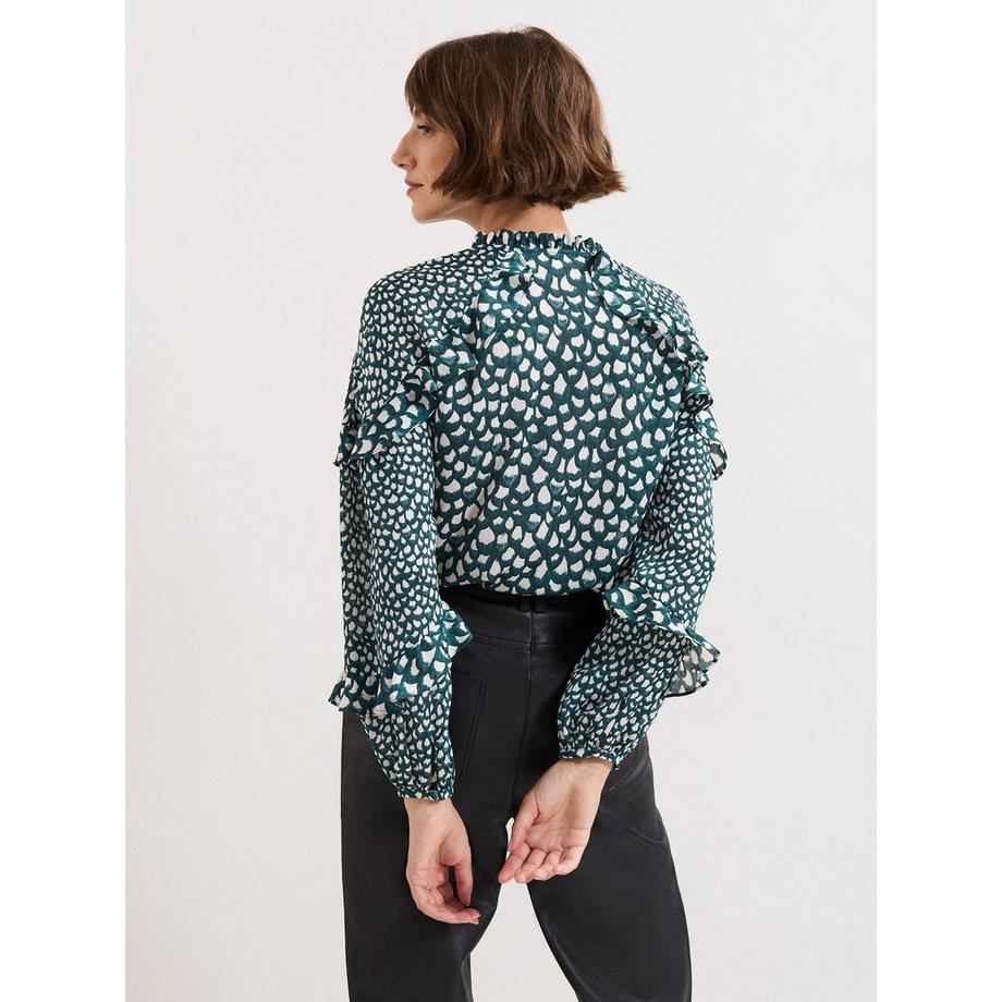 Phase Eight Bedruckte Langarmbluse mit Rüschen  
