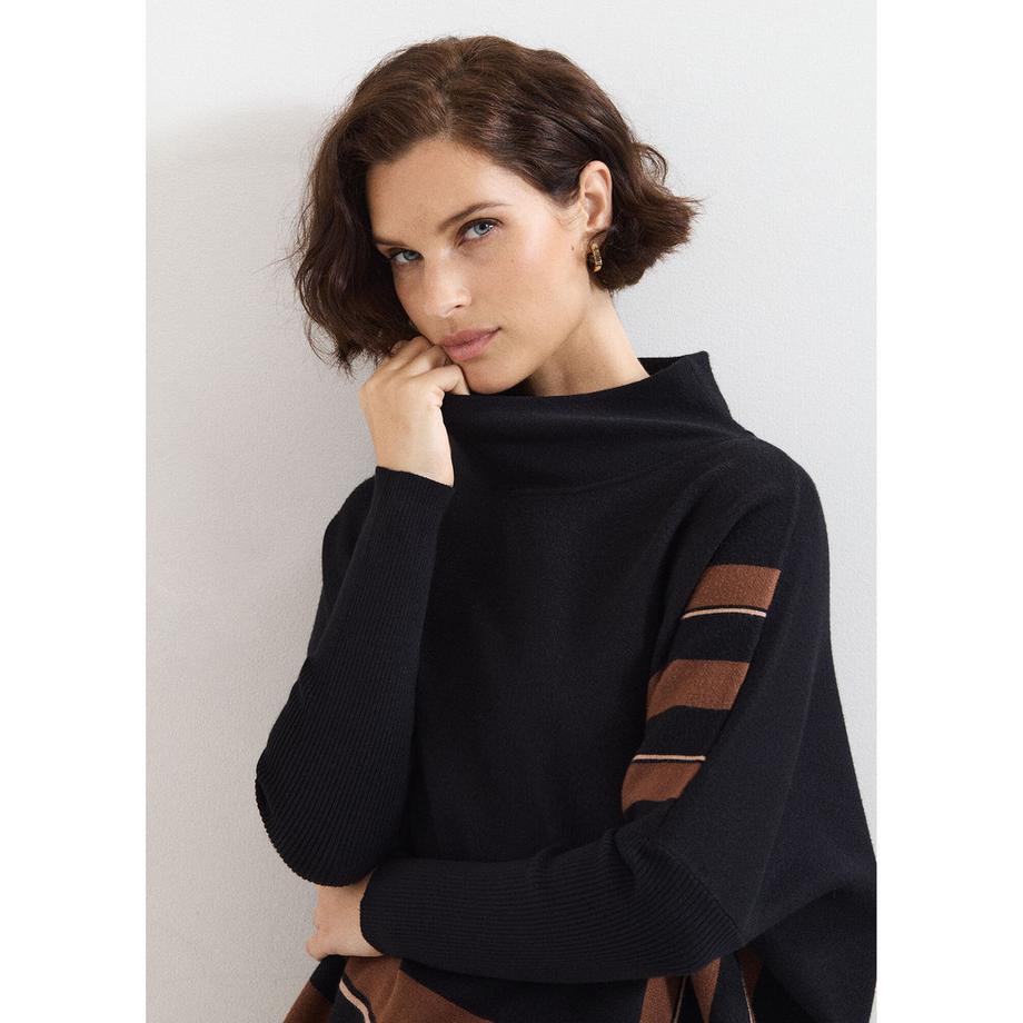 Phase Eight Athena Karomuster Poncho Pullover mit Fransen  