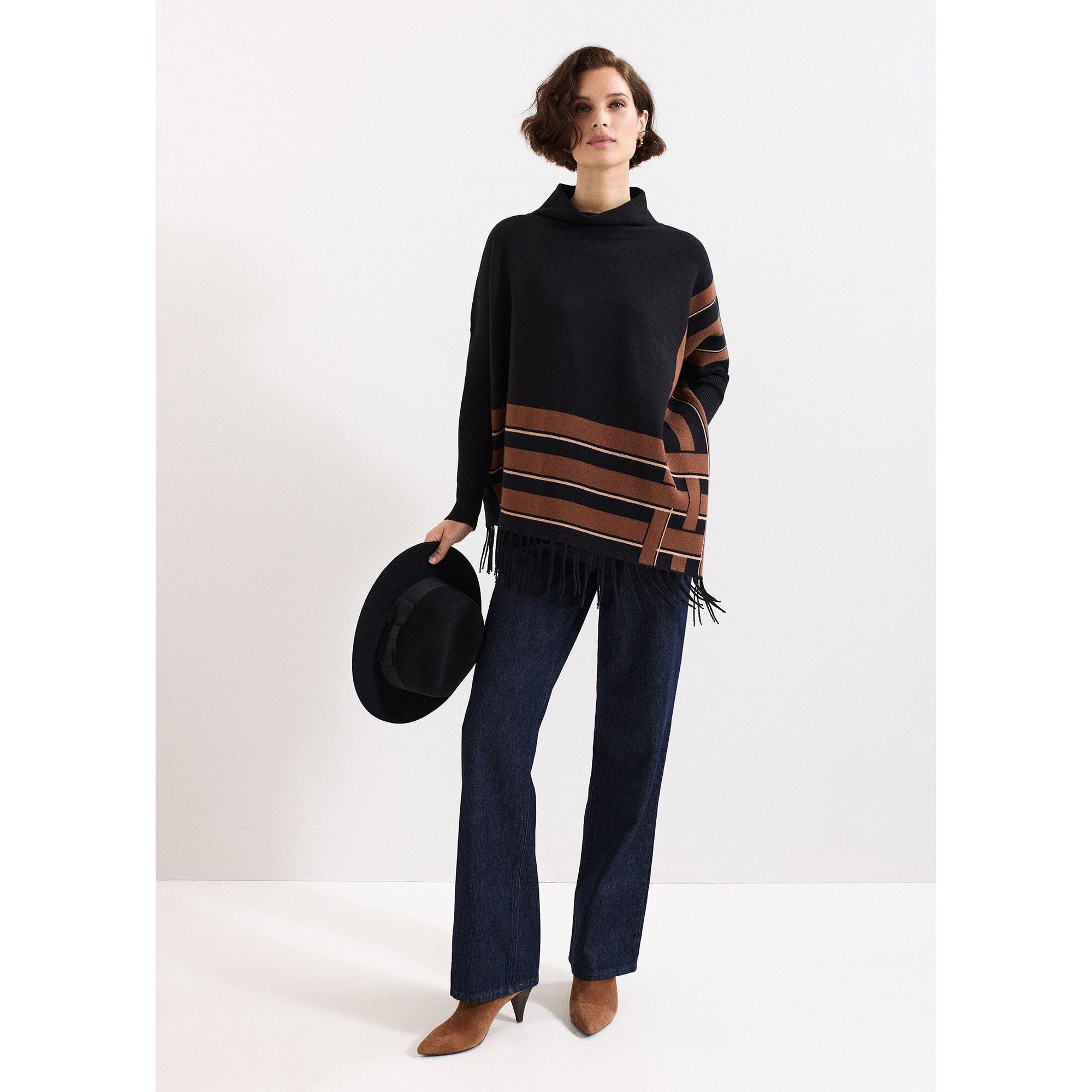 Phase Eight Athena Poncho Pullover mit Fransen  