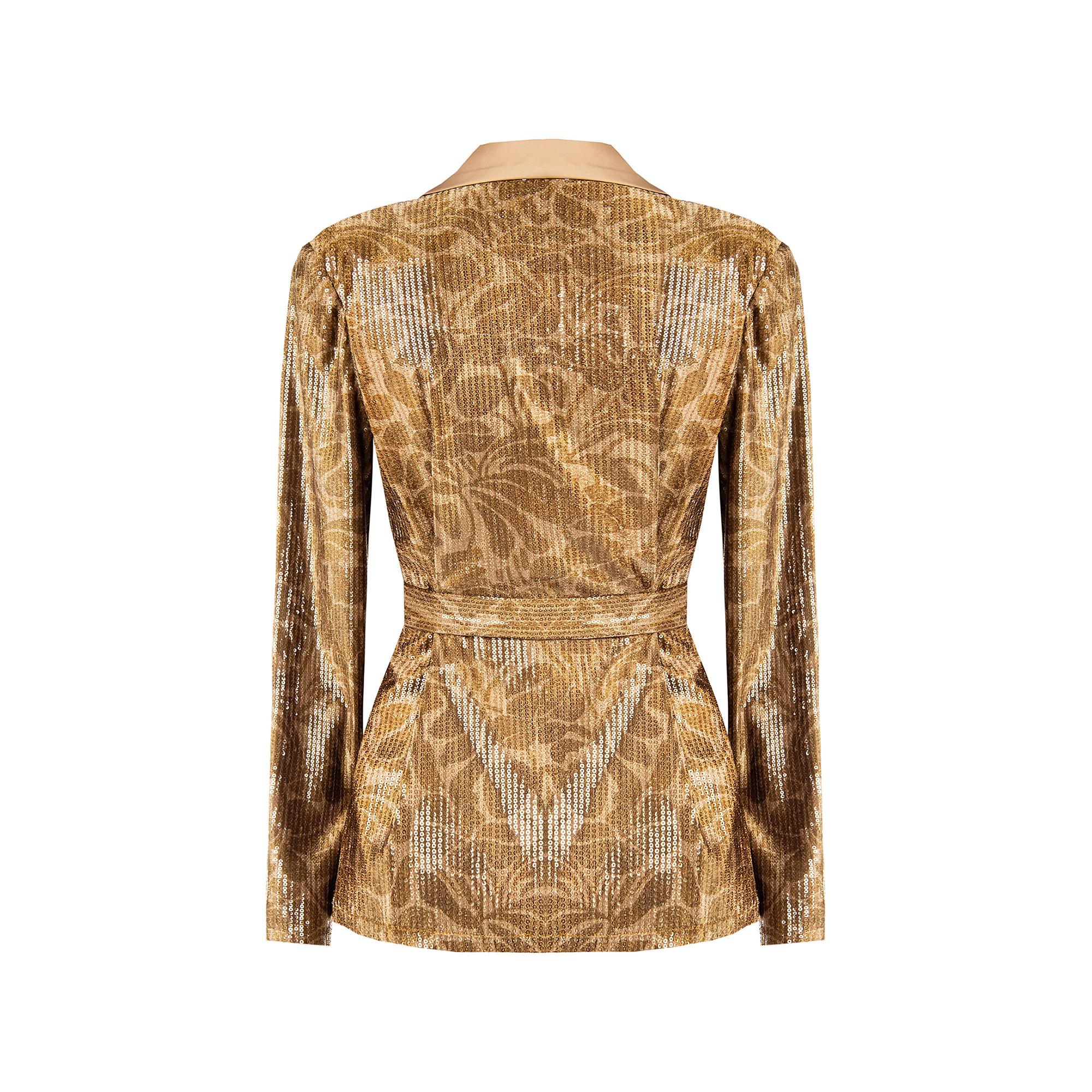RINASCIMENTO Blazer Paillettes con Cintura da Annodare  