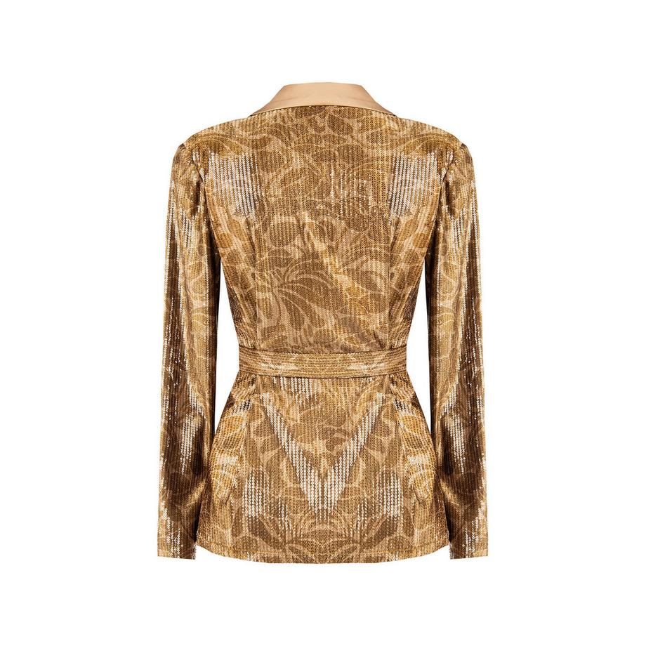 RINASCIMENTO Blazer Paillettes con Cintura da Annodare  