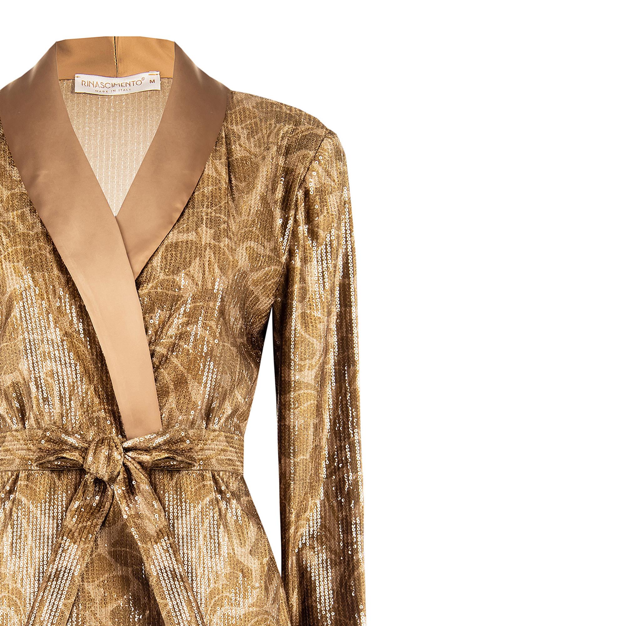 RINASCIMENTO Blazer Paillettes con Cintura da Annodare  
