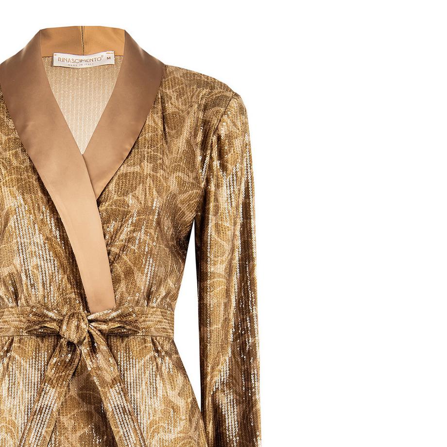 RINASCIMENTO Blazer Paillettes con Cintura da Annodare  