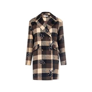 RINASCIMENTO Karierter Wollmantel mit Pailletten-Applikationen  