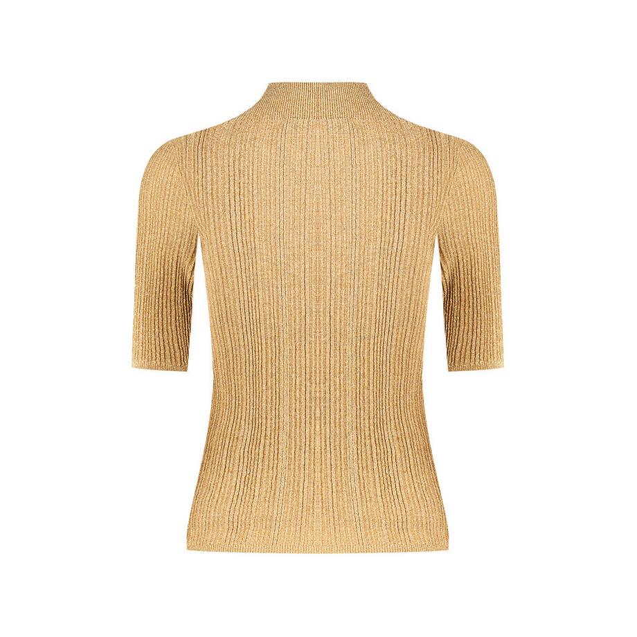 RINASCIMENTO Gerippter Strickpullover Kurzarm mit Stehkragen  