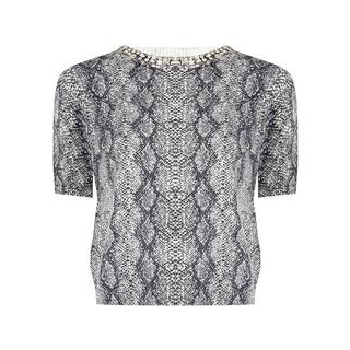 RINASCIMENTO Pull à Manches Courtes avec Encolure Ronde Ornée  