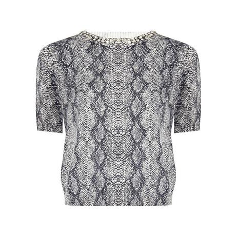 RINASCIMENTO Pull à Manches Courtes avec Encolure Ronde Ornée  