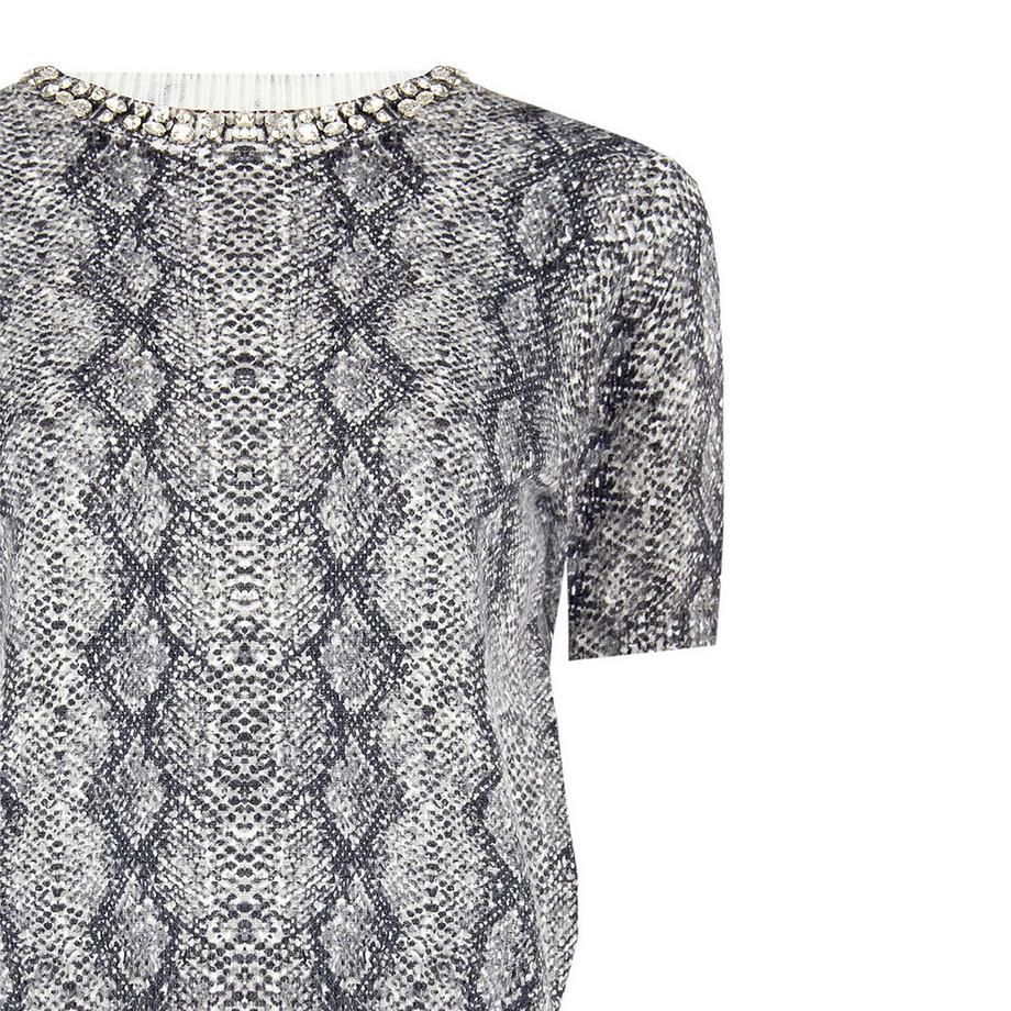 RINASCIMENTO Pullover Stampa Serpente Scollo Decorato  