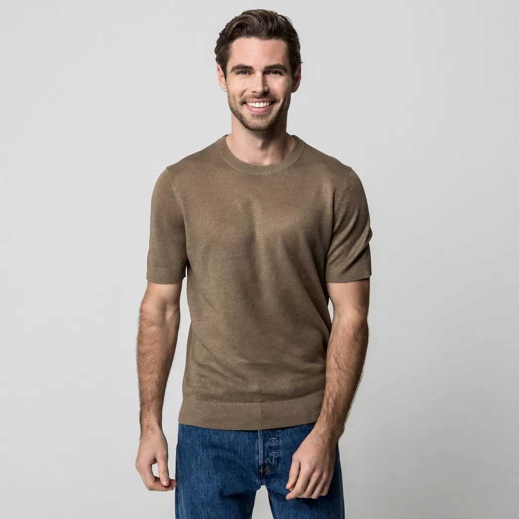Manor Man - Pullover, kurzarm, für Herren, Taupe, Größe S