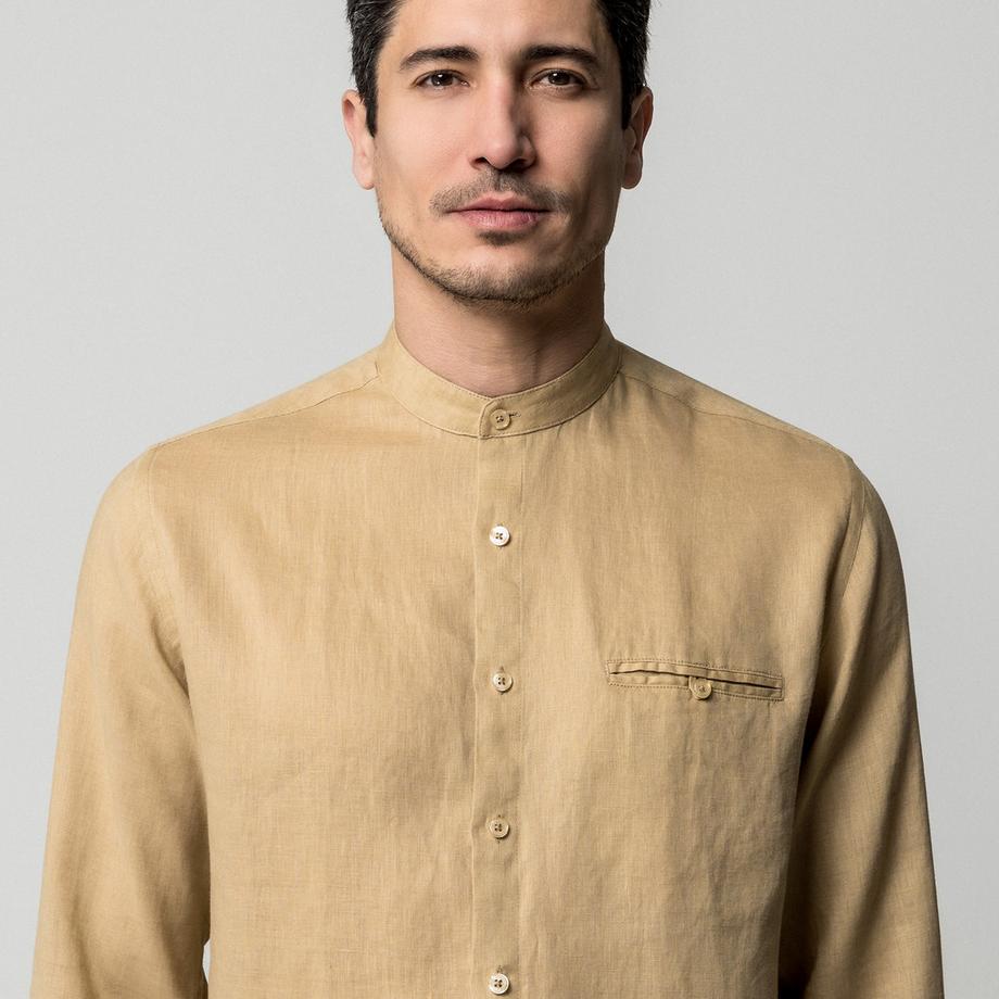 Manor Man Chemise à Manches Longues Regular Fit Col Mandarin  