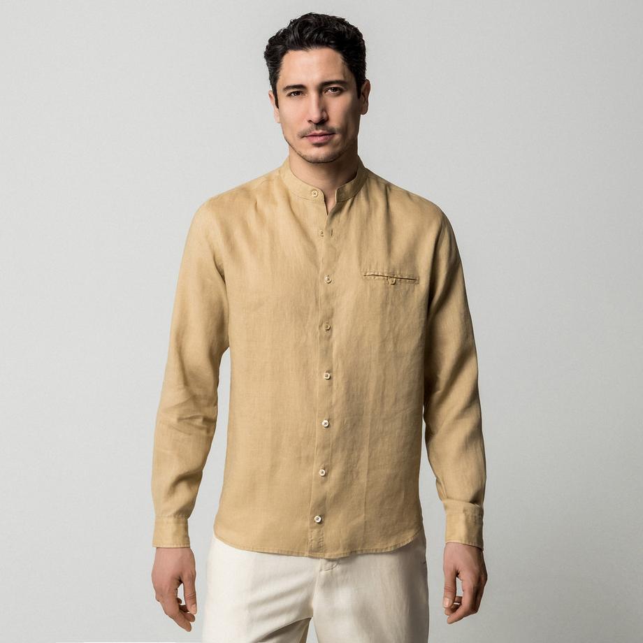 Manor Man Chemise à Manches Longues Regular Fit Col Mandarin  