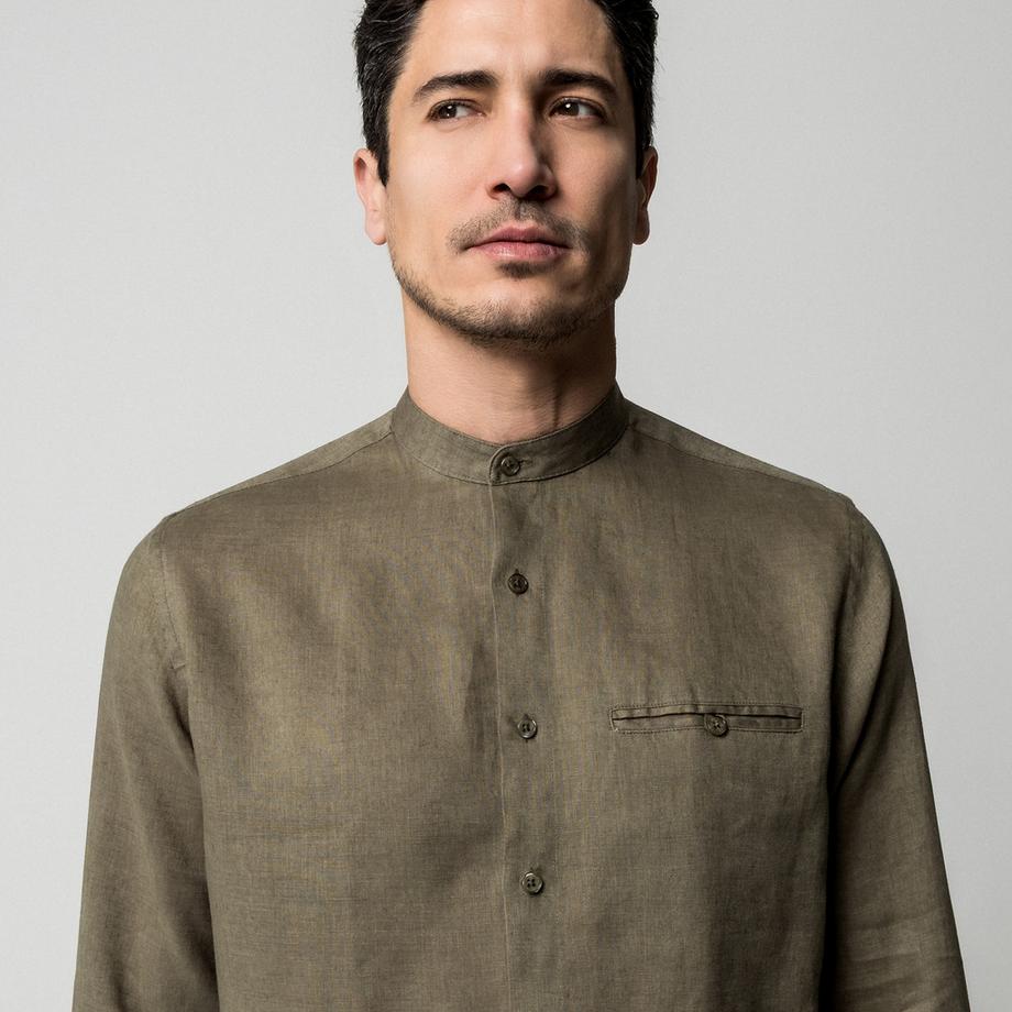 Manor Man Chemise à Manches Longues Regular Fit Col Mandarin  