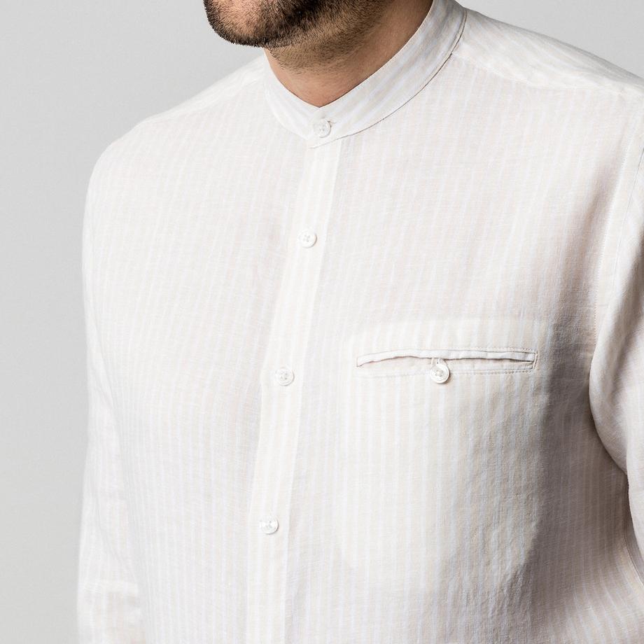 Manor Man Chemise rayée à manches longues Regular Fit avec col montant  