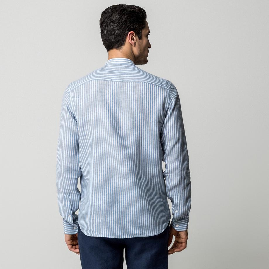 Manor Man Gestreiftes Langarm Regular Fit Hemd mit Stehkragen  