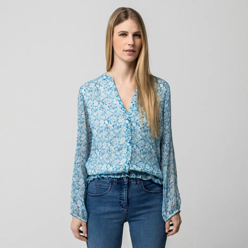 Manor Woman - Bluse, für Damen, Blau Bedruckt, Größe 46