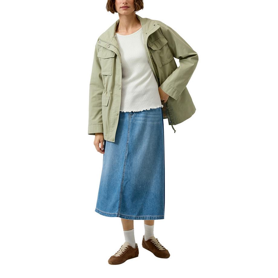 S. Oliver Red Label T-shirt côtelé à manches longues avec ourlet volanté  