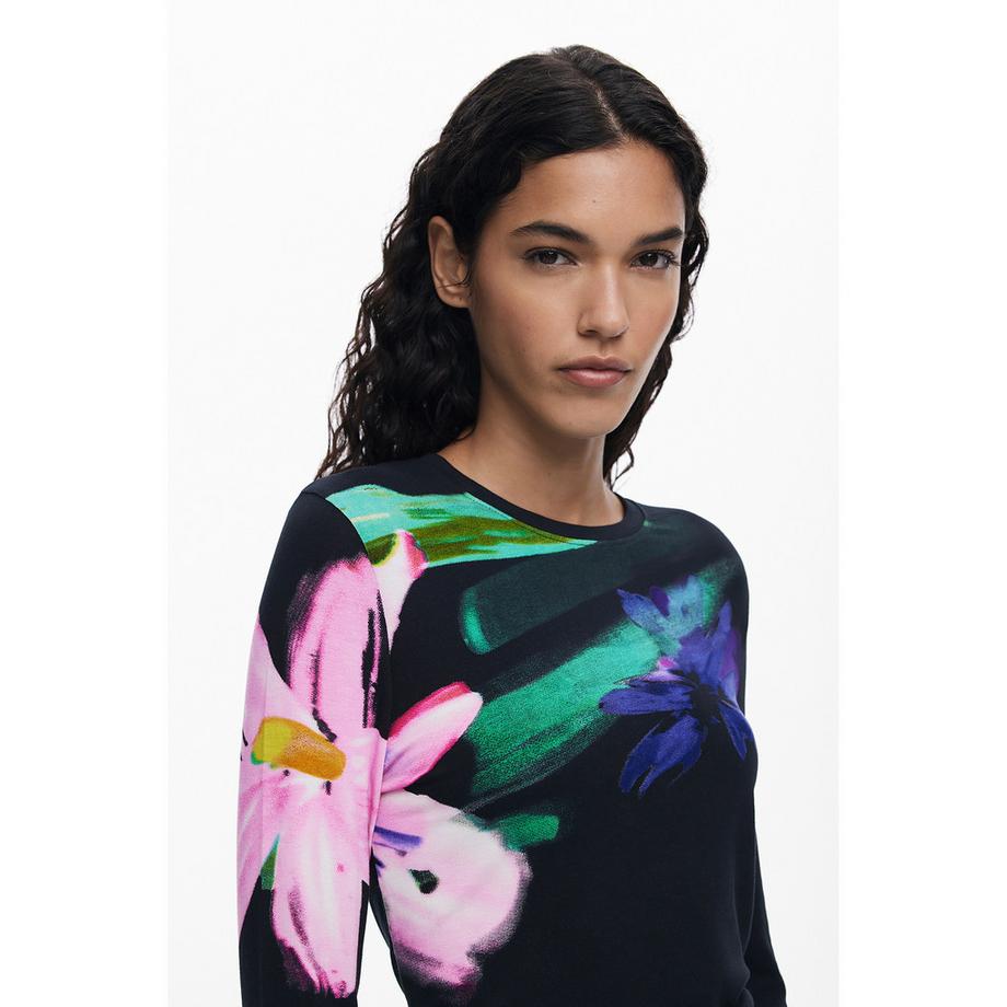 Desigual Maglione a Stampa Floreale Maniche Lunghe  