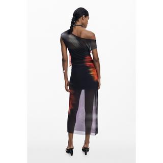 Desigual One Shoulder Mesh Maxikleid  