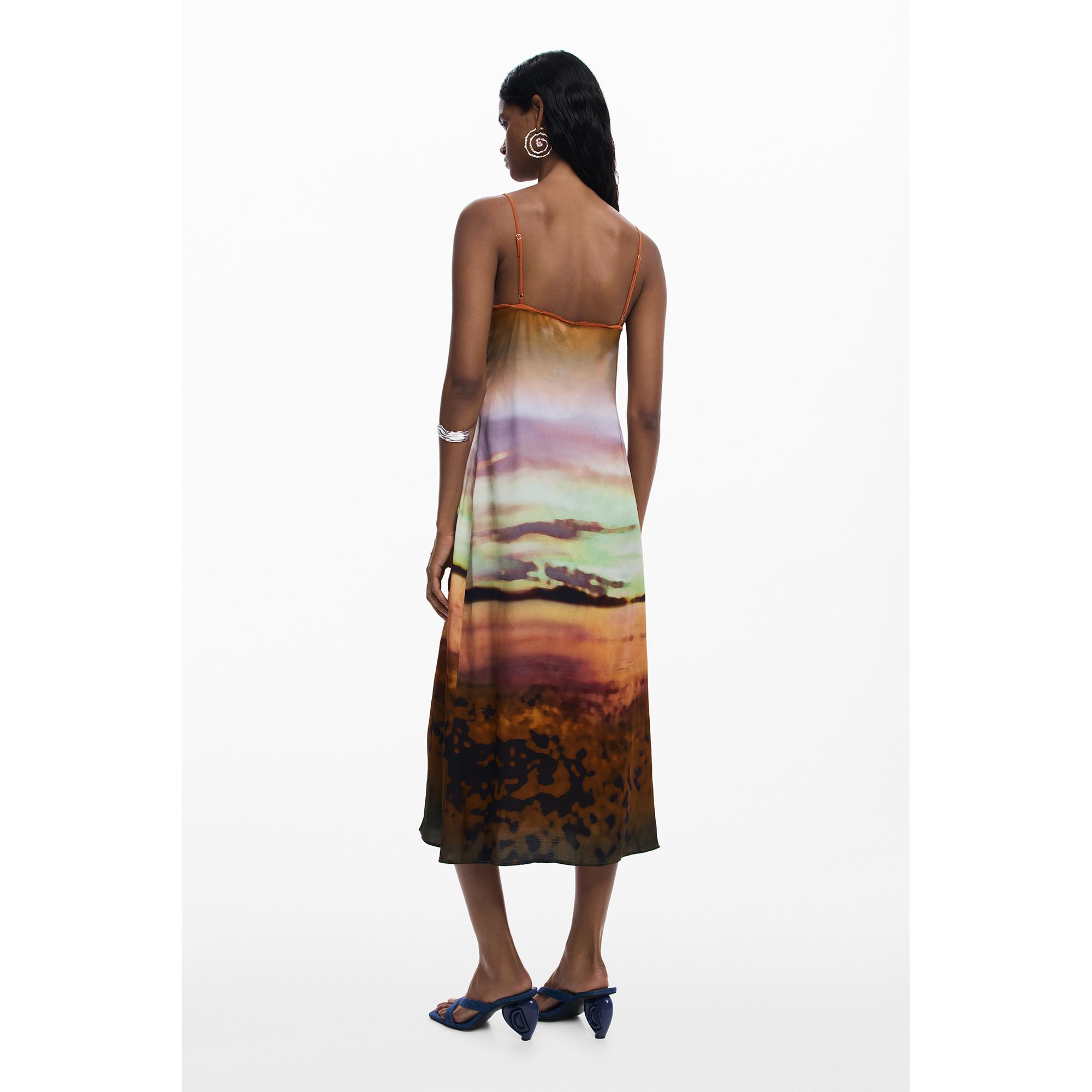 Desigual Robe Midi à Bretelles Spaghetti  