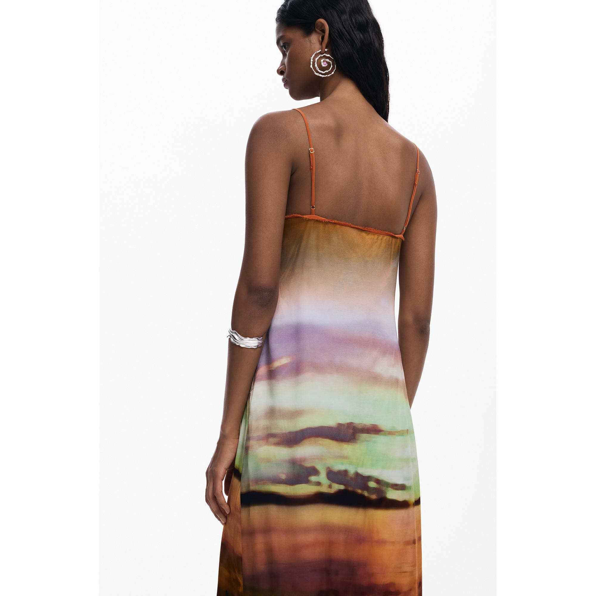 Desigual Robe Midi à Bretelles Spaghetti  