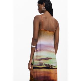 Desigual Robe Midi à Bretelles Spaghetti  