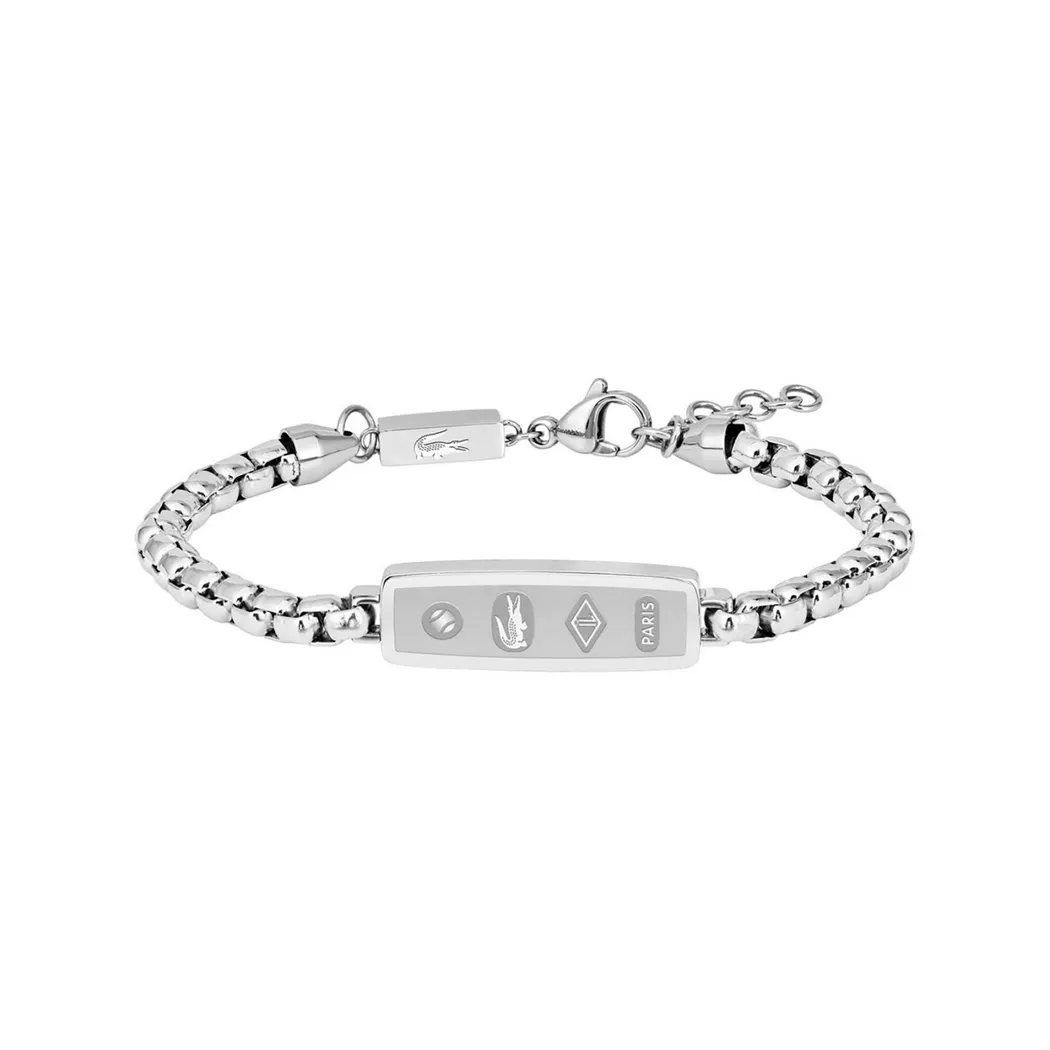 Armband LACOSTE "DISTRICT", edelstahlfarben, Armbänder, Damen, 21,5cm, Edelstahl, Armband