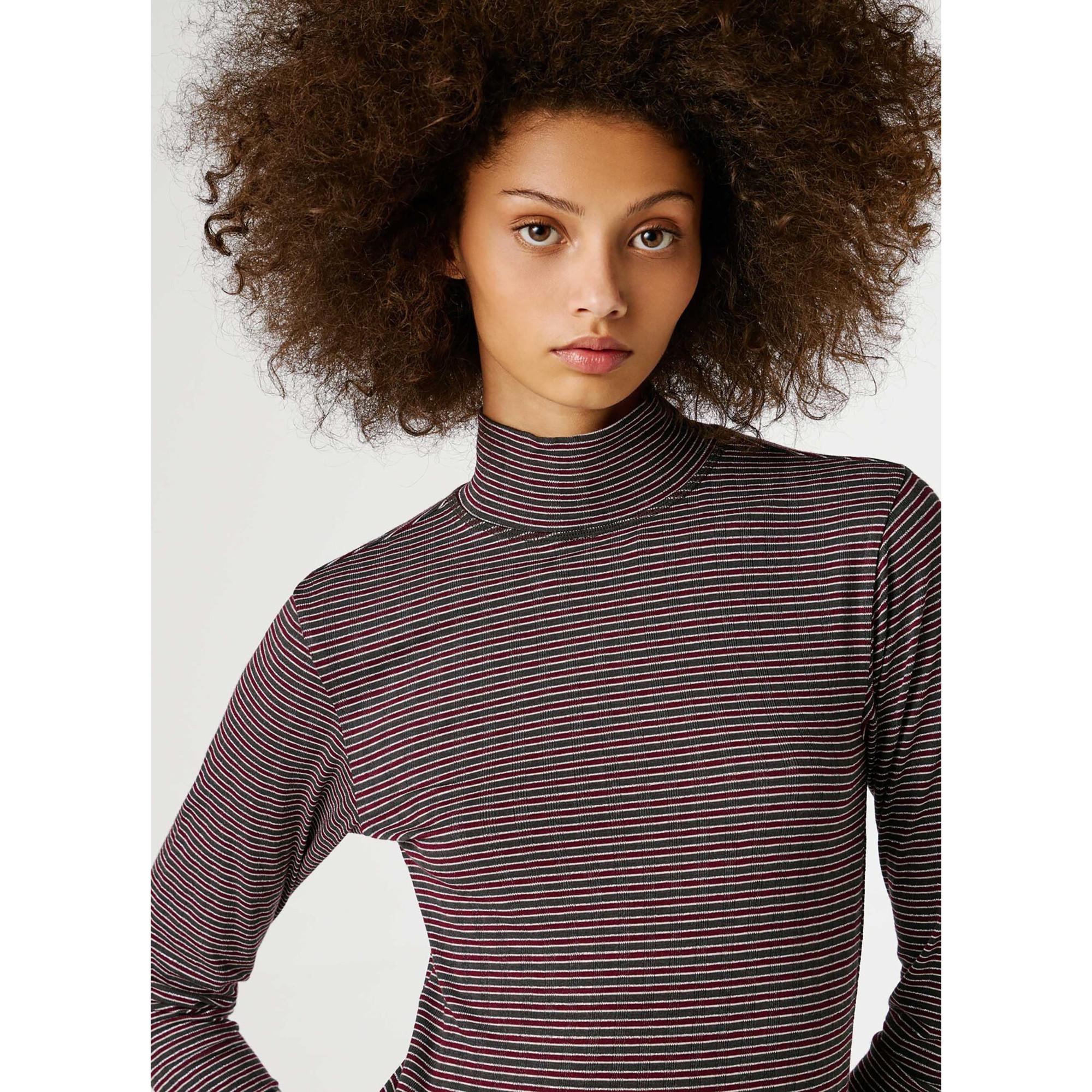 Pepe Jeans London T-Shirt Rayé à Col Roulé Manches Longues  