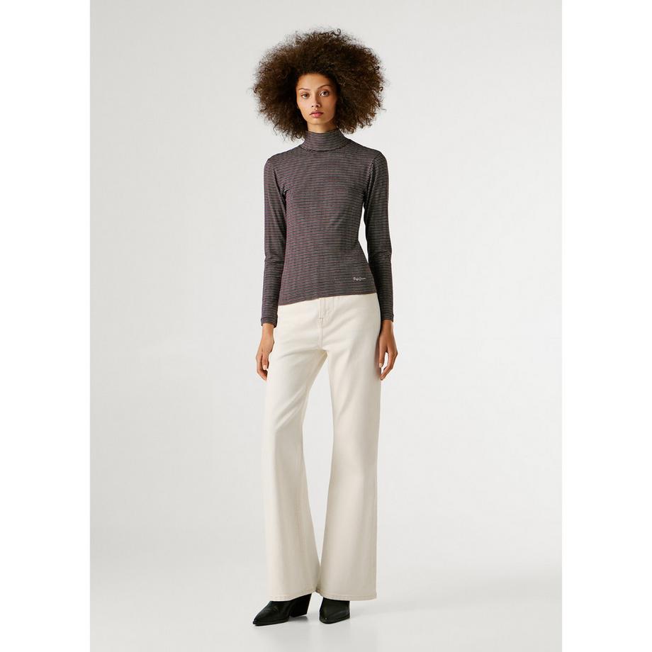 Pepe Jeans London Gestreiftes Langarm Rollkragen T-Shirt  