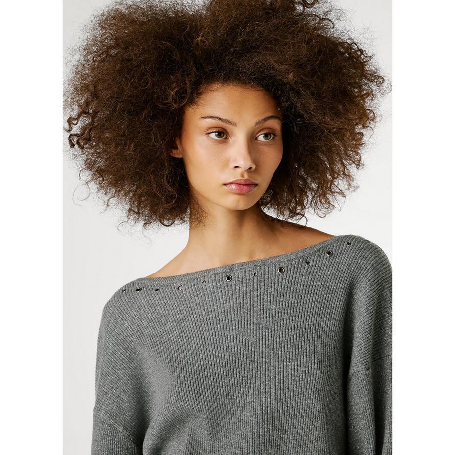 Pepe Jeans London Pullover in maglia a costine con occhielli  