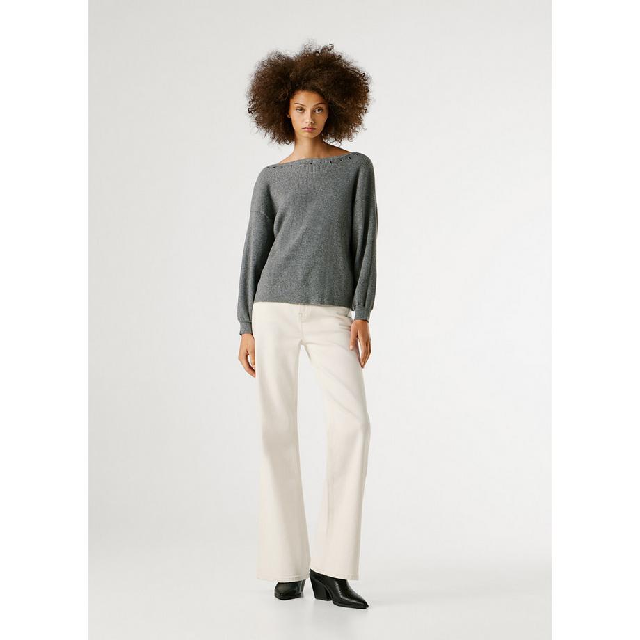 Pepe Jeans London Pullover in maglia a costine con occhielli  