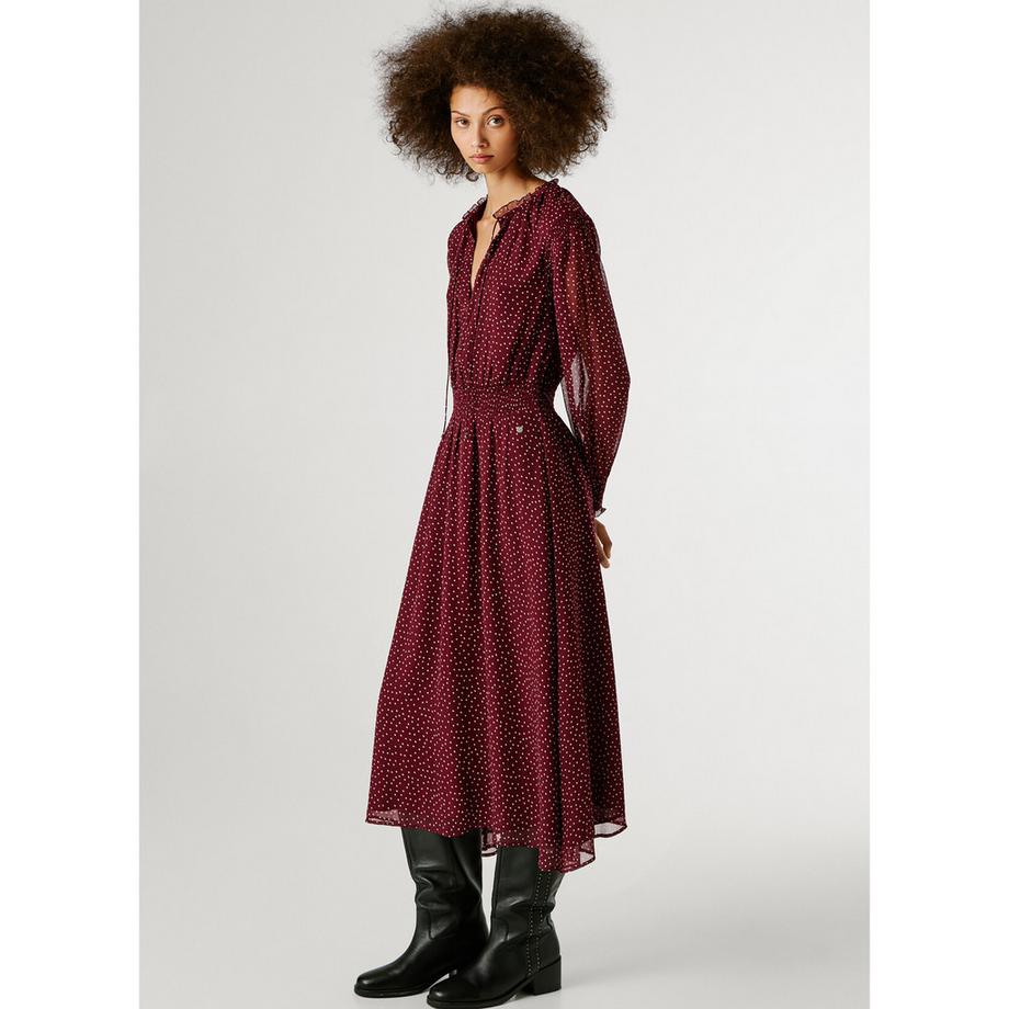 Pepe Jeans London Gepunktetes Midikleid  