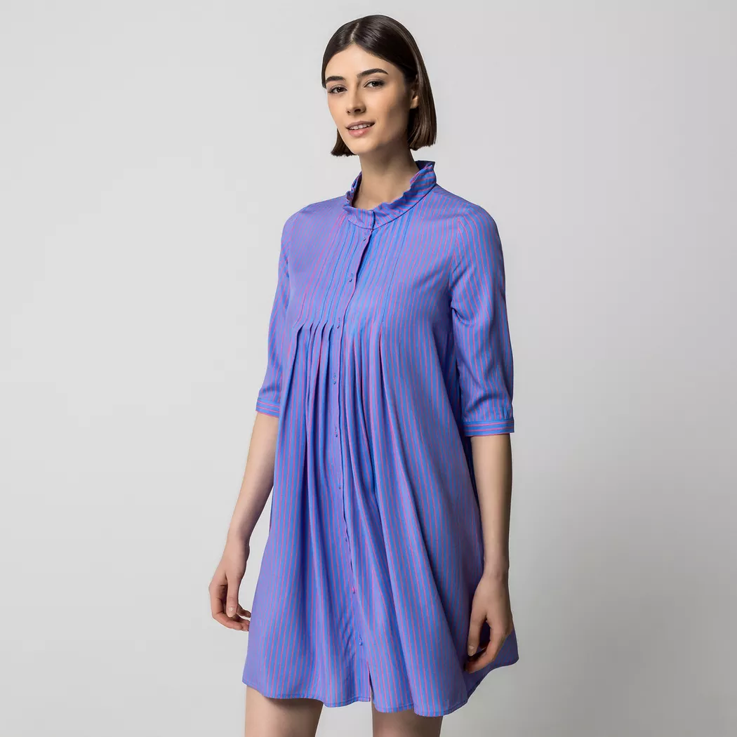 Manor Woman Striped Casual Dress Blue 46