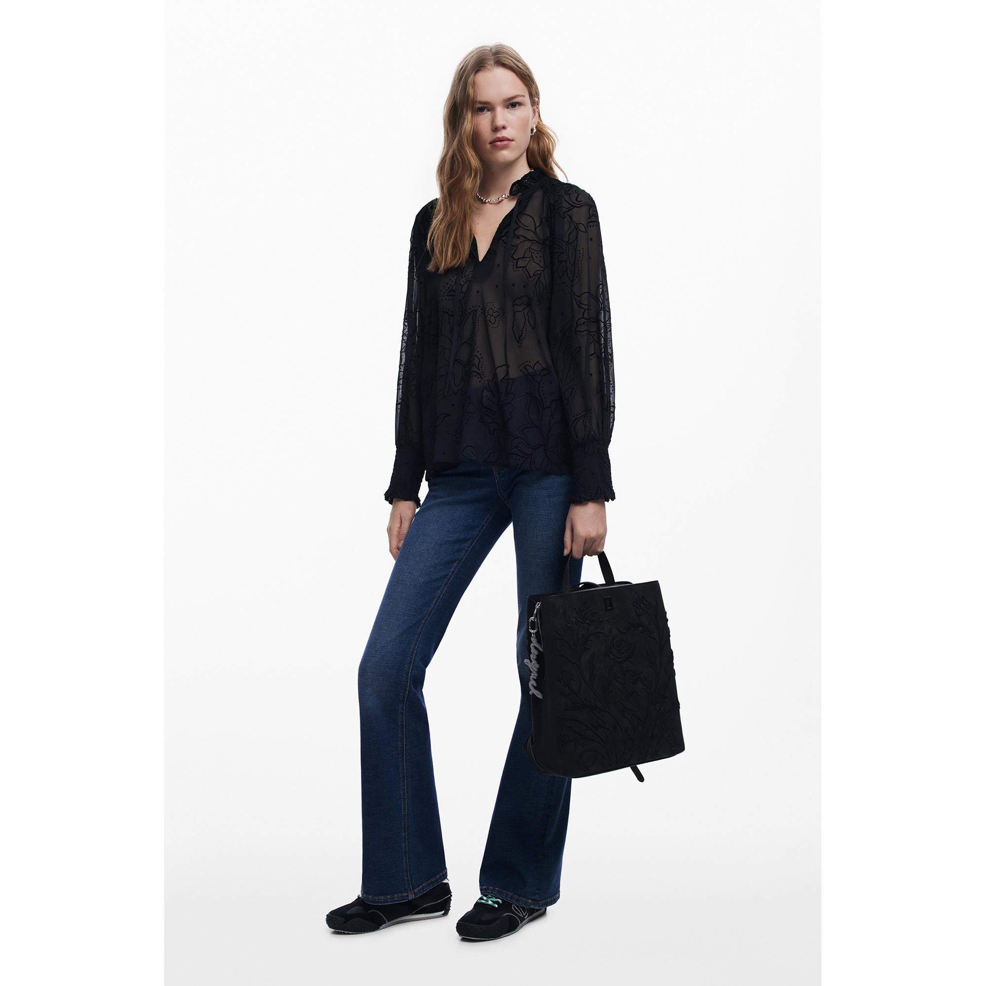 Desigual Bluse mit floralem Flockprint  