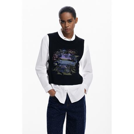 Desigual Blouse florale 2-en-1 avec gilet en maille amovible  
