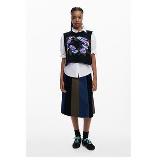 Desigual Blouse florale 2-en-1 avec gilet en maille amovible  