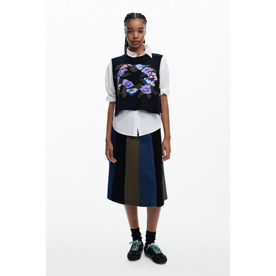 Desigual Chemise fleurie 2-en-1 avec gilet en maille amovible  