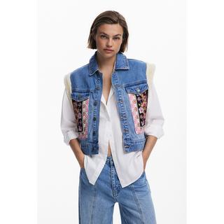 Desigual Gilet in Denim Dettagli Ricamati  