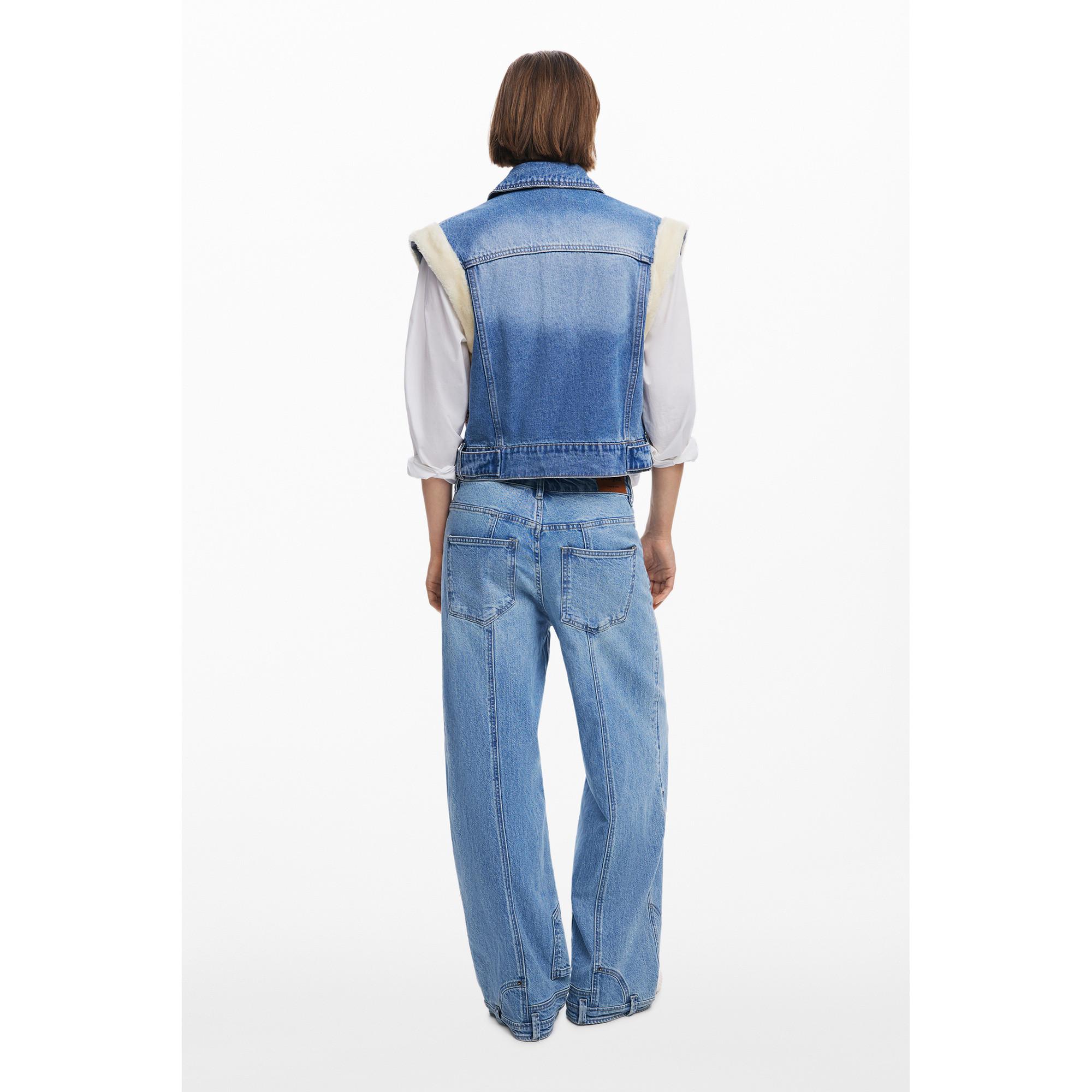 Desigual Gilet in Denim Dettagli Ricamati  