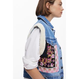 Desigual Gilet in Denim Dettagli Ricamati  