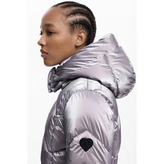 Desigual Giacca trapuntata metallizzata con cappuccio staccabile  